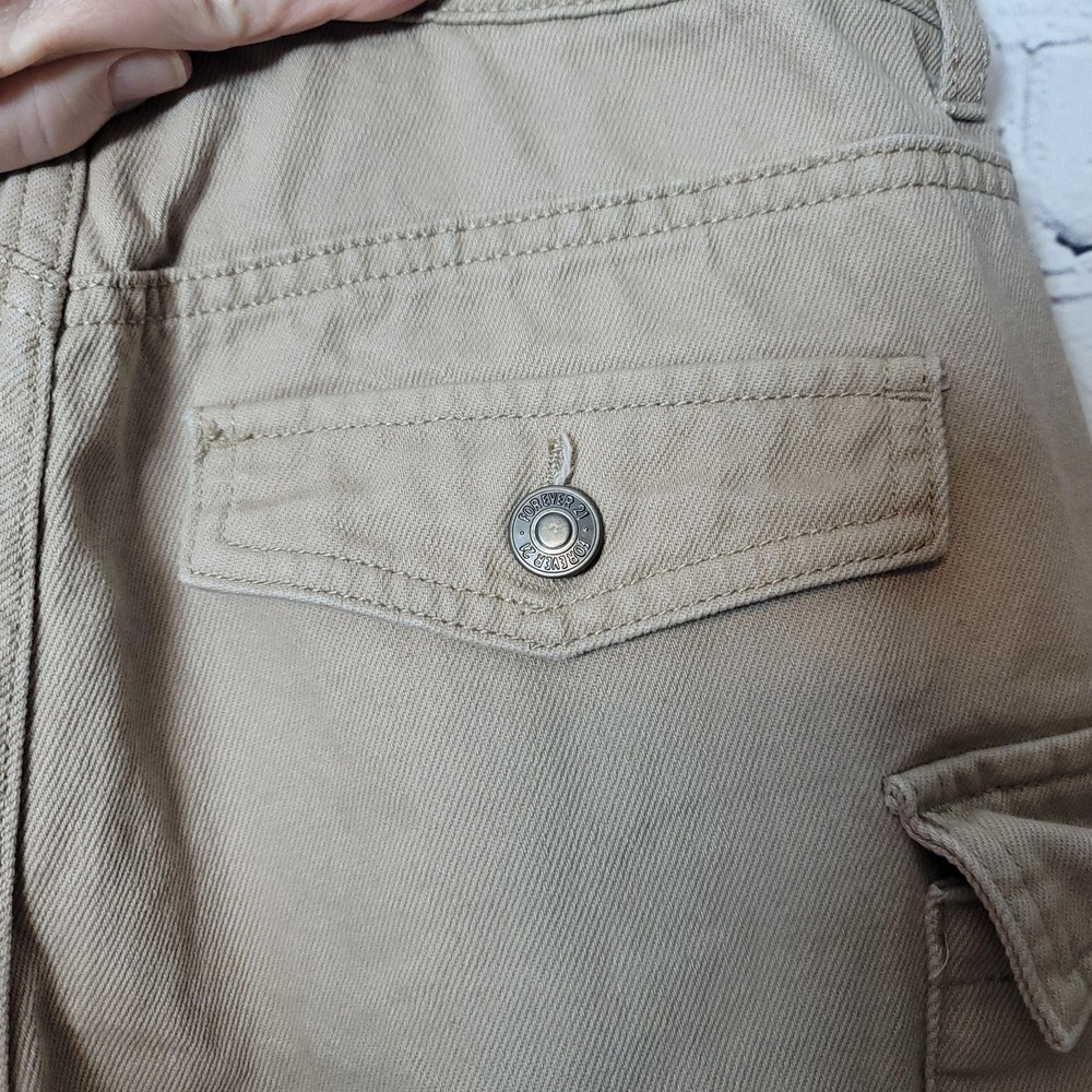 Forever 21 Pants‎ Womens M Beige Cargo Wide Leg Cotton Twill Pockets Y2K Boho - Picture 6 of 7
